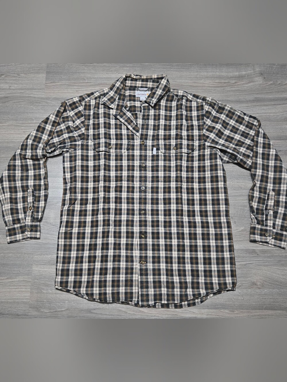 Carhartt Long Sleeve Plaid Button-Down Shirt Mens Large Tall Relaxed Fit